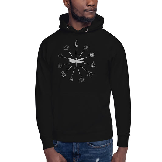 Dragonfly Logos Hoodie (Black/NavyBlazer/White)
