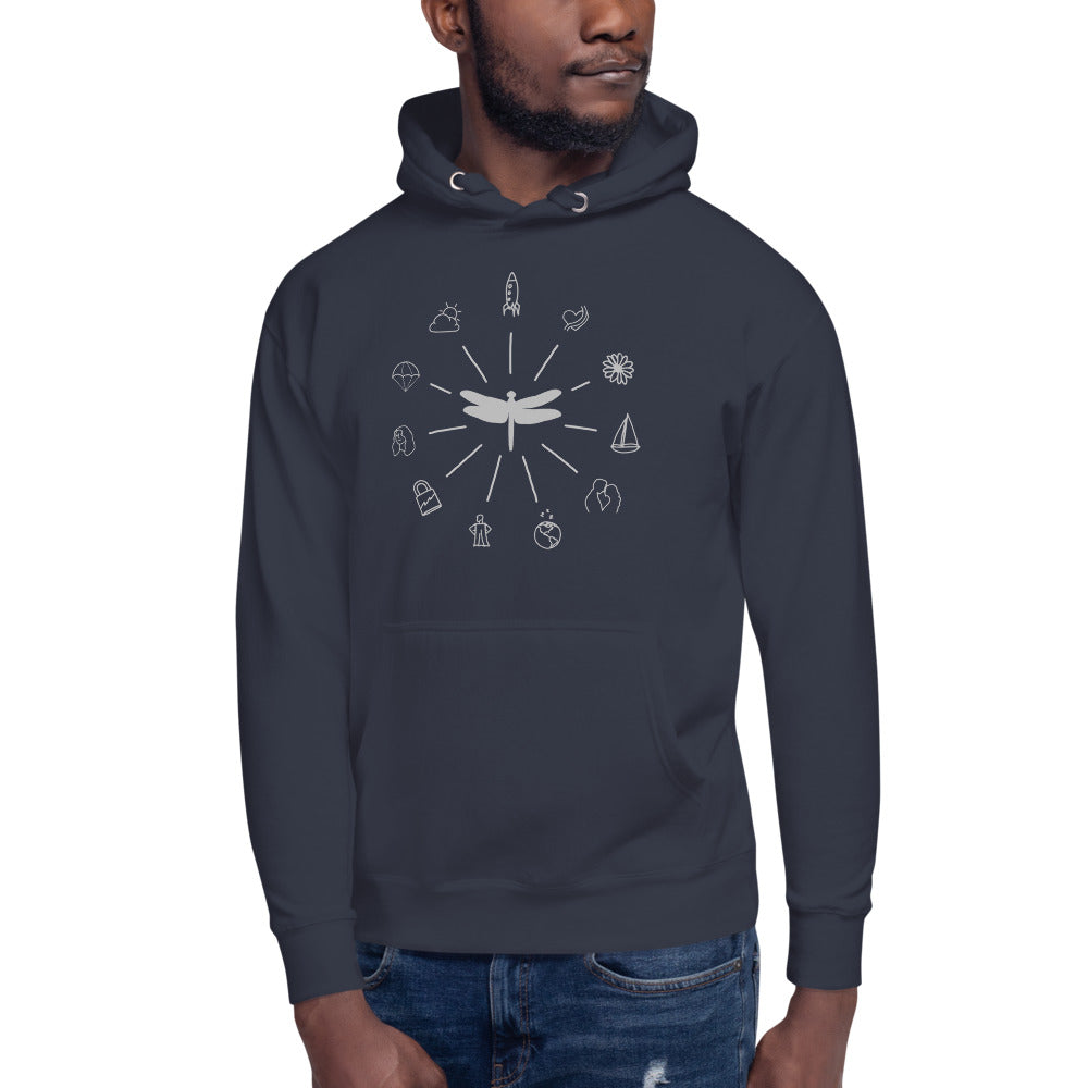 Dragonfly Logos Hoodie (Black/NavyBlazer/White)